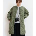 ショッピングキルティング 生地 ジャケット ノーカラージャケット 軽ポカノーカラーキルティングロングコート レディース
