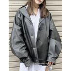ブルゾン アウター フェイクレザーミドルジャケット レディース
