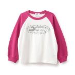 tシャツ エンボスラメロゴラグラン長袖Tシャツ キッズ 子供服 女の子