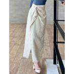 スカート パールボタンツイードラップスカート