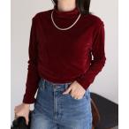 tシャツ ハイネックベロアトップス/長袖TOPS レディース