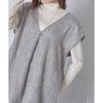 ベスト ジレ ツイード深Vネックベスト レディース