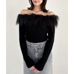 ニット セーター ファーオフショルニット　156582 レディース