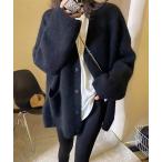 カーディガン オーバーサイズVネックニットカーディガン レディース