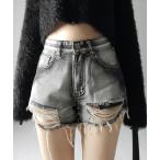 ショッピングショートパンツ ジーンズ デニム デニムパンツ 「 ２color 」クラッシュダメージブリーチデニムショートパンツ ／ crush damaged bleach de