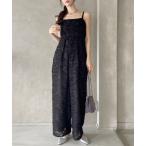 オールインワン 「Eclat one」花柄 シアー ジャガード キャミオールインワン レディース