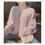 ニット セーター 2025 AW「韓国ファッション」ピンクベージュマーブルニット レディース
