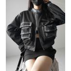 ブルゾン アウター 「 ２color 」スプレー加工ダブルジップアウトポケットショートブルゾン ／ spray double zip out po