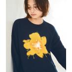 ショッピングフラワー セーター ニット inside out flower motif cotton sweater / インサイドアウトインターシャフラワーモチーフニット