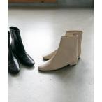 ブーツ 「MADE IN JAPAN」スクエアトゥローヒールショートブーツ レディース