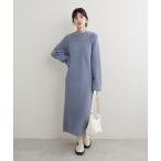ワンピース ZIP付き畦ニットワンピース