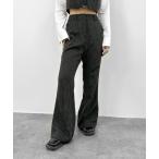  слаксы брюки [LVEU.] в тонкую полоску flare pants / выставить внешний жакет выполненный в строгом стиле over низ брюки s Try 