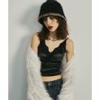 キャミソール バックシャーリングベロアキャミソール