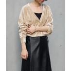 カーディガン ベロアカーディガン レディース