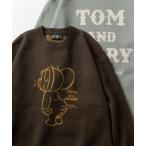 ニット 「TOM＆JERRY/トムとジェリー」キャラクター コミカルイラスト ジャガード織デザイン ビッグシルエット クルーネックニット/長袖ニット