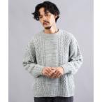 セーター ニット ウォッシャブルクルーネックケーブルニットセーター メンズ