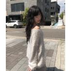 ニット セーター ルーズアンゴラ風シャギーニット レディース
