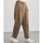 パンツ ハイウエスト タック テーパード クロップド パンツ 裏起毛 レディース
