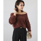 ニット セーター フェザーオフショルニットトップス レディース