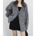 カーディガン オーバーサイズシャギーカーディガン/over shaggy cardigan 長袖 Vネック アウター ブルゾン ふわふわ もこもこ ニ
