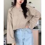 ニット セーター ボリュームスリーブクロップドニット レディース