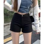 ジーンズ デニム デニムパンツ 裏起毛 ハイウエスト ショートパンツ レディース