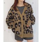 カーディガン 「フラワー/レオパード柄」アソートジャガードVネックBIGカーディガン レディース