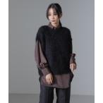 ニット セーター フェザーヤーンクロップド丈前後2wayニットベスト（セットアップ可） レディース