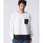 ショッピングtシャツ メンズ tシャツ 異素材切替 ポンチ ロングスリーブ Tシャツ メンズ