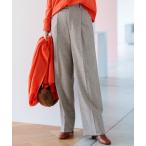 パンツ シルクネップヘリンボーン ワイドパンツ レディース