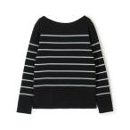 ニット セーター ウールナイロンボーダー ボートネックプルオーバー レディース