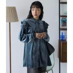 ブラウス シャツ ラメベロアチュニック / フリルブラウス レディース