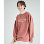 トレーナー スウェット 「S-LL」もちさら フロッキーロゴプリントスウェット レディース