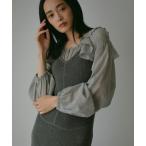 ショッピングドレス ワンピース シアーフリルニットドレス