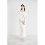 ショッピングミモレ丈 ワンピース ケープファー付きマーメイドリブニットワンピース