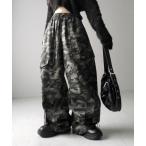 カーゴパンツ 「 裾絞り可能2WAY 」カモフラミリタリーツイルワイドカーゴパンツ / camouflage military twill wide