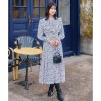 ワンピース ダルメシアン柄フリルスリーブボウタイワンピース