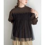 tシャツ ドットチュール ドッキングカットソー レディース