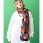 マフラー an meets zakka パッチワークライクミックスパターンニットマフラー / メンズ レディース ユニセックス 柄 ストール メンズ