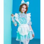 コスプレ コスプレ かわいい メイド フリル リボン フレアスカート 体型カバー ワンピース 6点セット