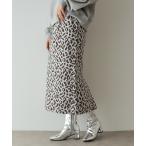 スカート レオパードジャカード ナロースカート「洗濯機洗い可」