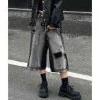 ジーンズ ダメージ クラッシュ ハーフ デニム パンツ メンズ レディース