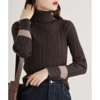 ニット セーター EGLANTINE 配色タートルリブニット レディース