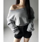 トレーナー スウェット 「 2color 」オフショルダーショートスウェットライクトップス  ／ off shoulder short sweat l