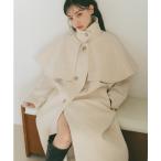 コート アウター ウェーブロングコート/ケープ取り外し可能 レディース