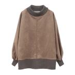 tシャツ スエード×リブドルマンチュニック レディース