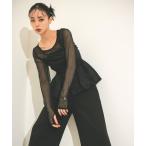 ドレス 「ANDRESD」shirring gather setup dress 3点セット ビスチェ チュールインナー ワイドパンツ パーティードレ