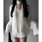 ニット セーター 「 2color 」チョーカータイ付きルーズシャギーニット / choker tie set loose shaggy knit レ