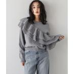 ショッピングフリル ニット セーター アシンメトリーフリルニット レディース