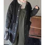 ジャケット ノーカラージャケット ボア×ウェーブキルト切替ノーカラーコート レディース